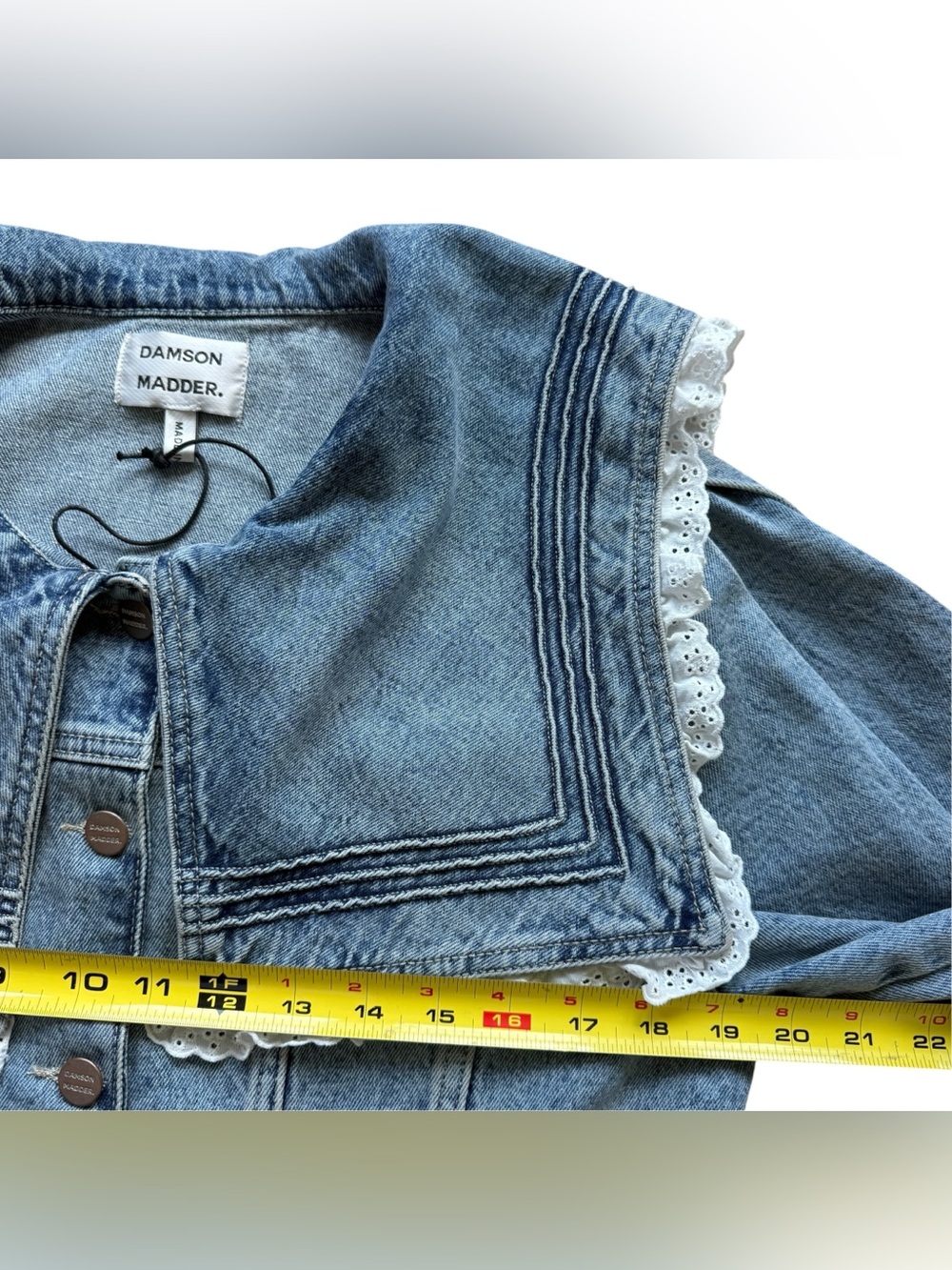 Damson Madder Broderie Sailor Denim Jacket US 8 NWT Lace Collar Coastal Preppy - Picture 10 of 16